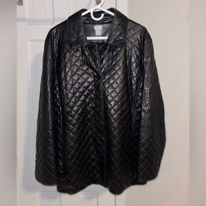 Chico's Black Quilted Leather Jacket